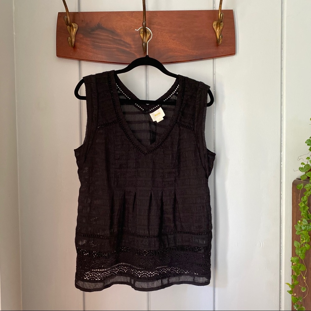 Anthro Maeve sleeveless shirt blouse black 12